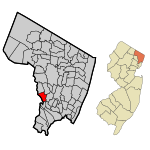 Bergen County New Jersey Incorporated and Unincorporated areas Garfield Highlighted